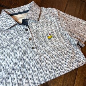 Masters Magnolia Lane Collection Ladies Polo AOP Blue and White size XS